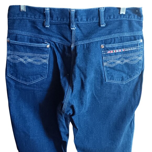 Vintage Mens Disco Jeans 36x25 FIT 80's INDIGO TOUR DE FRANCE DISCO POCKET JEANS - Picture 1 of 7